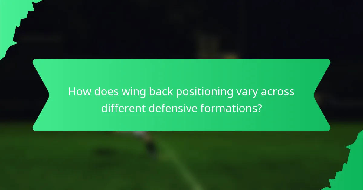 How does wing back positioning vary across different defensive formations?