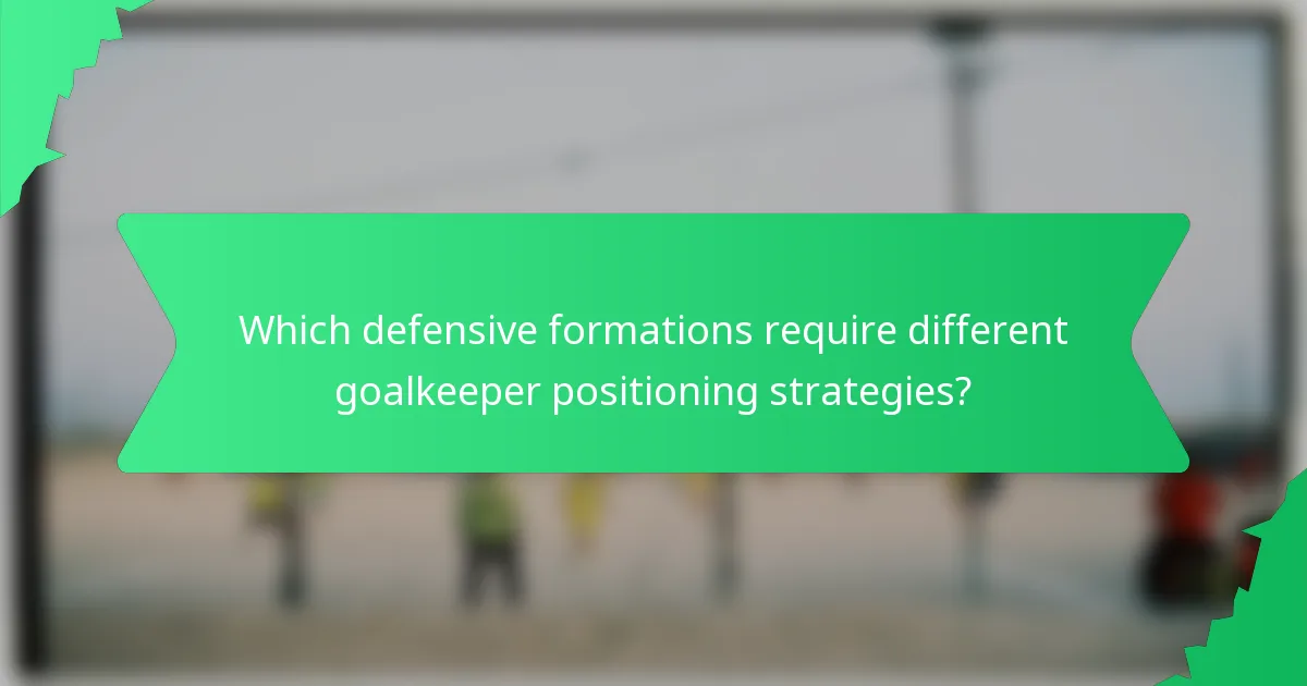 Which defensive formations require different goalkeeper positioning strategies?